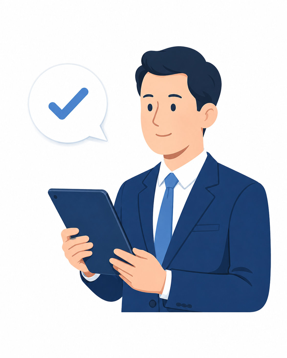 相談先を比較しているビジネスマンのイラスト